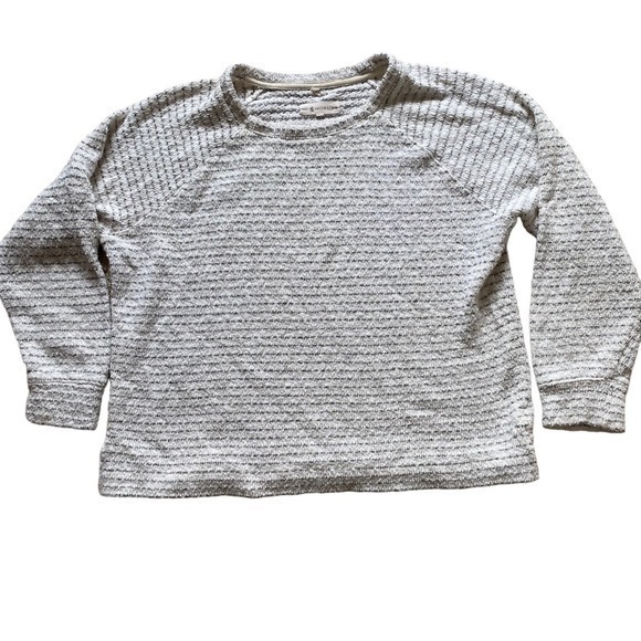 Lou & Grey Sweaters - ❄️ Lou & Grey off white gray striped cropped cotton oversized sweater Large